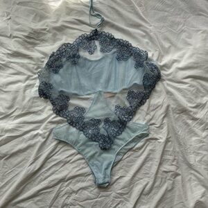 Victoria's Secret Light Blue Lace Lingerie Set